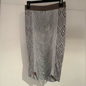 Byron Lars size 2 fringe flapper skirt blue gray EUC